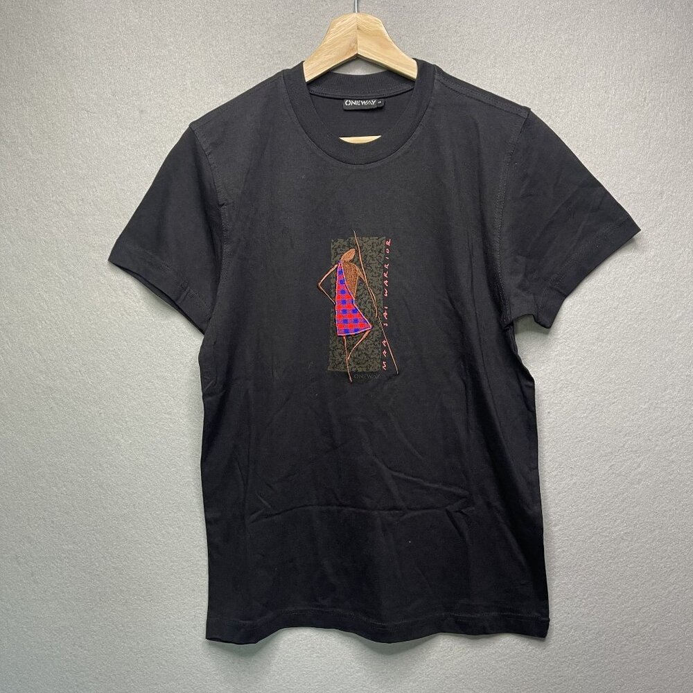 Maasai Warrior Graphic T-Shirt By Oneway  Black Cotton  Unisex S
